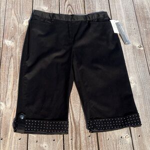 JM Collection Black Cuffed Kids Shorts with Studded Hem